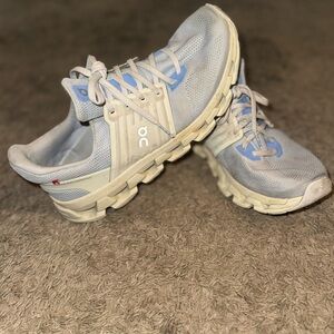 On Running Gray and Blue Sneakers